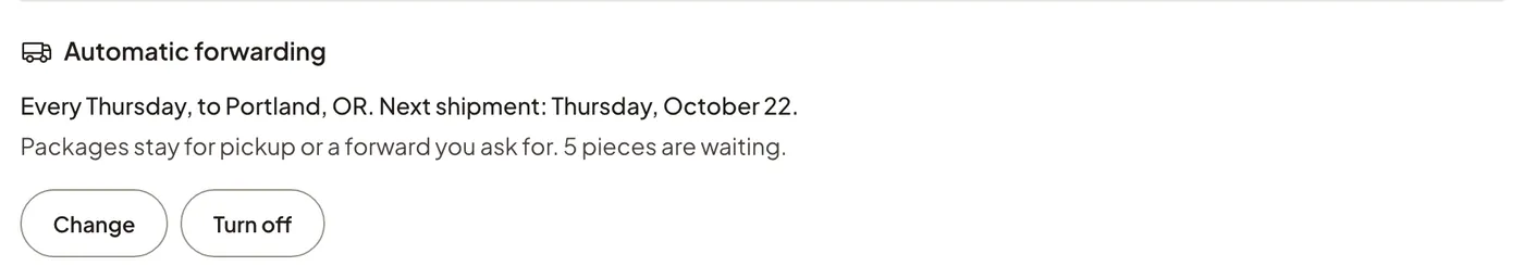 Automatic forwarding set to every Thursday