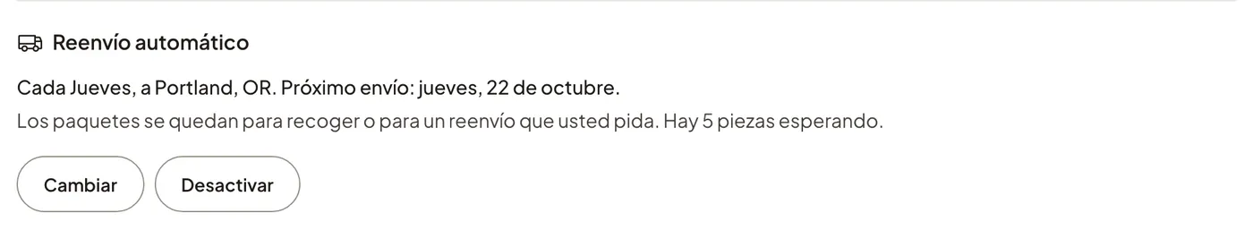 Reenvío automático programado cada jueves