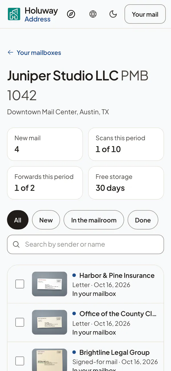 The same inbox on a phone