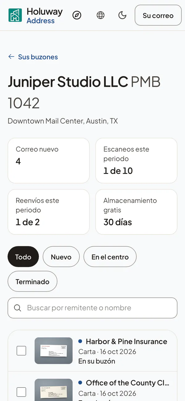 La misma bandeja en un teléfono